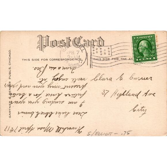 Vintage Birthday Postcard Harvest Scene By Kathryn Elliott 1917 Mailed - Picture 2 of 2